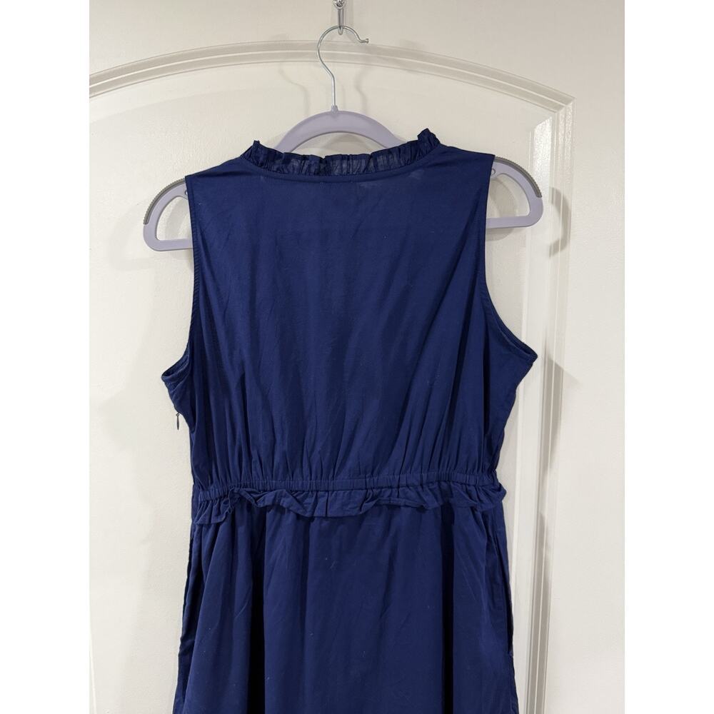 J.Crew Factory Midi Dress Size 4 Navy Tiered Fit & Flare NWT Tie-Neck Sleeveless - Picture 7 of 15